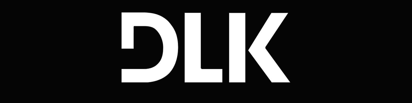 Logo DLK modas fundo preto com letras brancas