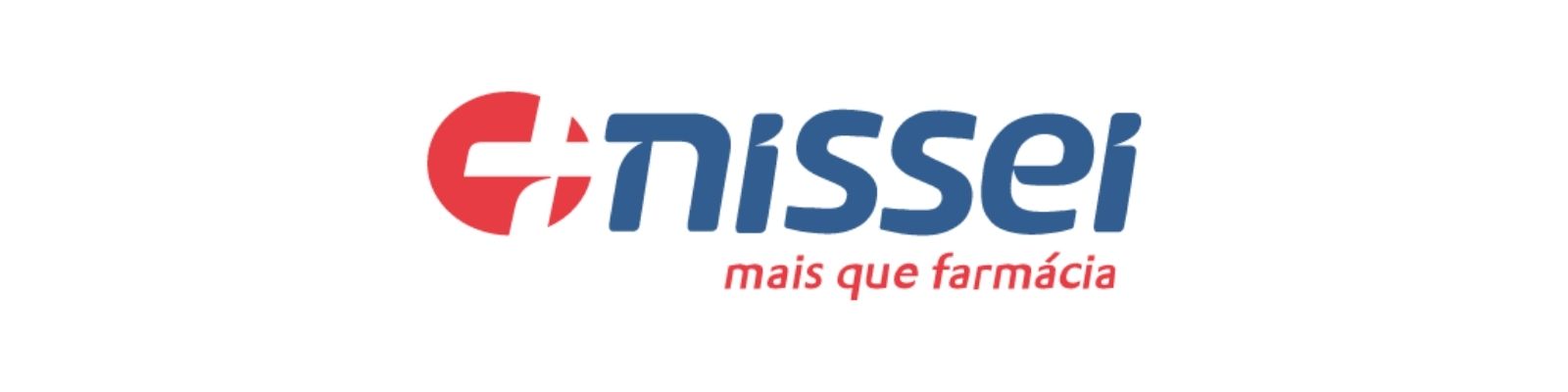 Logomarca Farmácias Nissei em fundo branco
