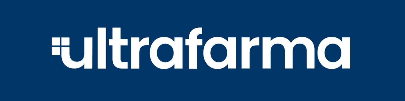 Logomarca da Ultrafarma com fundo azul